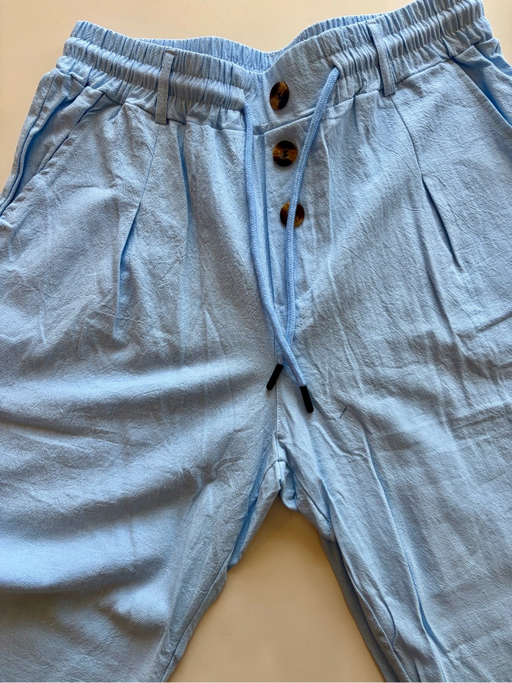 NWOT 3pc Linen Trousers Bundle Size L Button Fly Blue Tan Resort Capsule - Picture 5 of 8
